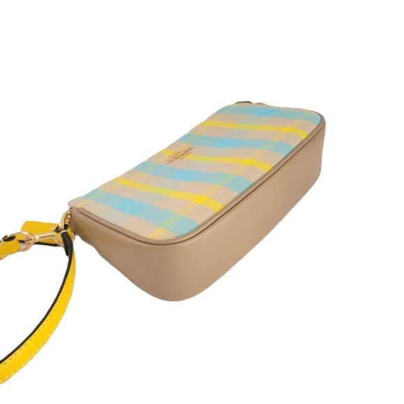 Coach CBK65 Nolita 19 Plaid Canvas Leather Small Handbag Clutch Bright Maize - Picture 7 of 8